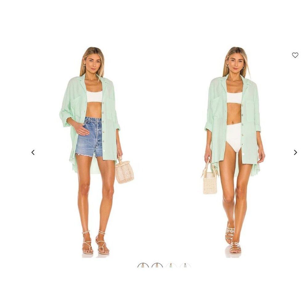 Show Me Your Mumu Johns Button Down Shirt Green Melon Beach SZ S